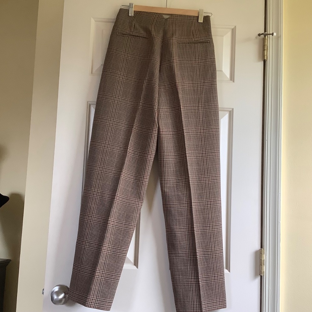 ZARA Women Collection Check Darted Trousers Light Brown SZ XS - Picture 9 of 16
